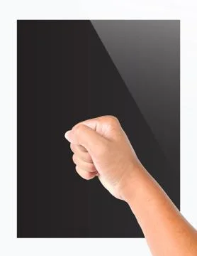 Hand on Realistic tablet pc computer with blank screen 스톡 사진