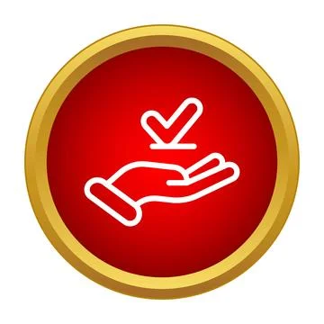 Hand receiving check mark approval icon concept Stock Illustration