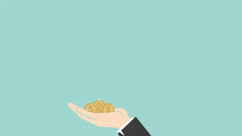 Hand Receiving Coin Drop Vídeo Stock 332439304
