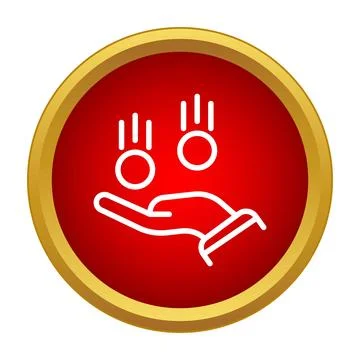 Hand receiving falling money vector line icon Stock Illustration