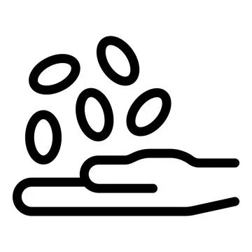 Hand receiving multiple round shaped objects falling from above Stock Illustration