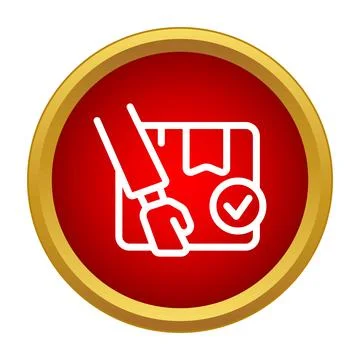 Hand receiving package with checkmark confirming delivery Stock Illustration