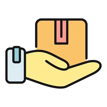 Hand receiving parcel box symbolizing e commerce delivery Stock Illustration