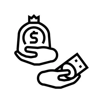 Hand receiving small vs large paycheck line icon vector illustration Stock Illustration