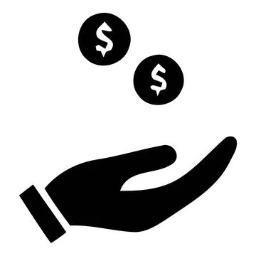 Hand Receiving Two Dollar Coins Icon Illustration Stock Illustration