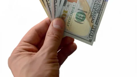 Hand Recount Dollars. The Man Counts The Money. Stock Footage 136032941