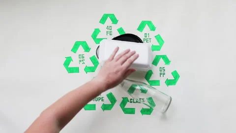 Hand recycle diversity of garbage. Stock Footage 294158543