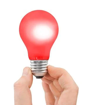 Hand with red bulb Hand with red bulb isolated on white background Copyrig... Stock Photos