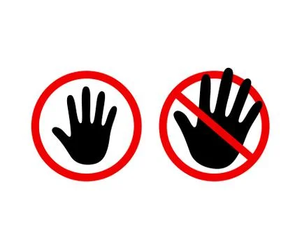 Hand in red circle, do not touch Illustrazione stock