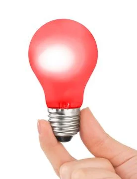 Hand with red lamp Stock Photos