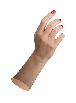 Hand, red nails, extends gracefully in a virtual touch gesture isolated white Stock Photos