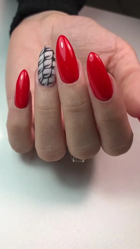 Hand with red nails manicure Stock Footage 131143959