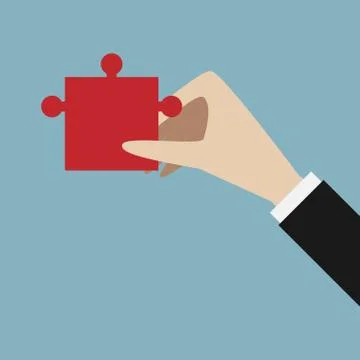 Hand with red puzzle Stock Illustration