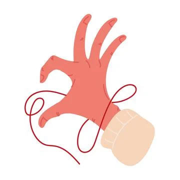 Hand with red string Stock Illustration