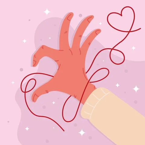 Hand with red string 스톡 일러스트