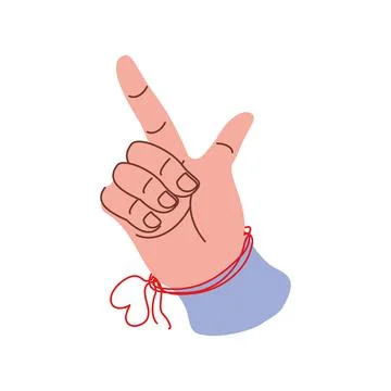 Hand with red thread of fate Stock Illustration