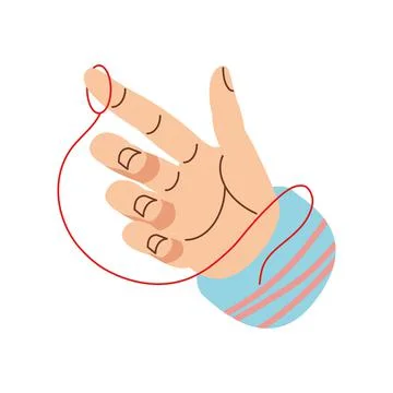 Hand with red thread Stock Illustration