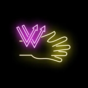Hand reflecting ultraviolet rays neon icon Illustrazione stock