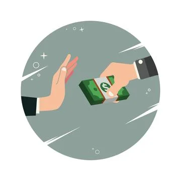 Hand refusing offered bribe vector illustration Stock Illustration