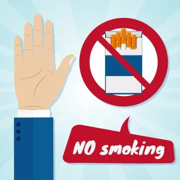 Hand rejecting proposal smoke from pack in hand. No smoking concept Stock Illustration