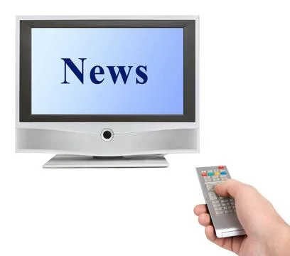 Hand with remote control and tv News Hand with remote control and tv News ... 스톡 사진