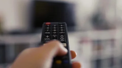 Hand with remote control. Streaming services and watching TV concept.	 Video stock 306957946
