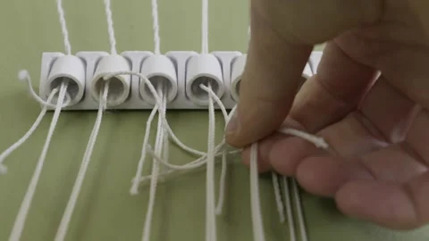 Hand Removing Plastic Part From Window Blind Mechanism Close Up View Video stock 327953792