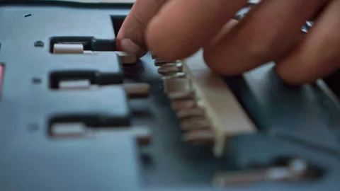 Hand removing screwdriver bit from tool tray, various bit sizes, Stock Footage 346222479