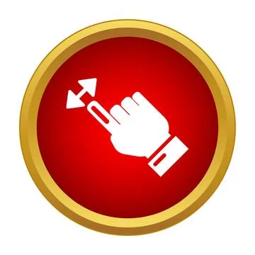 Hand resizing gesture icon on red button Stock Illustration