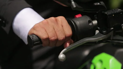 Hand rider on handlebars, close-up Stock Footage 66372417