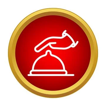 Hand ringing service bell icon for hotel reception Stock Illustration