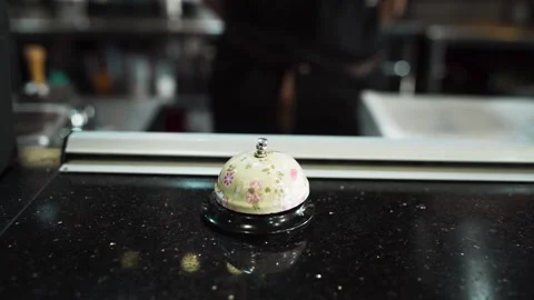 Hand Ringing Service Bell for Order Stock Footage 345551005