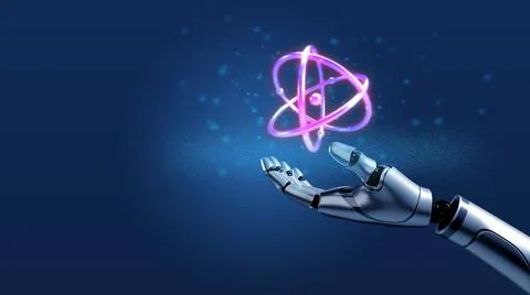 Hand robot ai artificial intelligence blue element technology industry momentum Stock Illustration