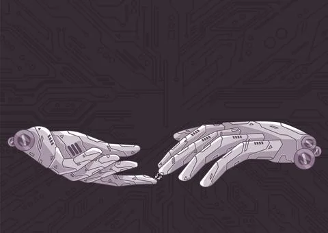 Hand robot touch each other finger artificial intelligence technology futur.. Stock Illustration