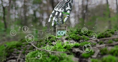 Hand of robot  touching on big data network connection, Science and artificial Stock Footage 261193475