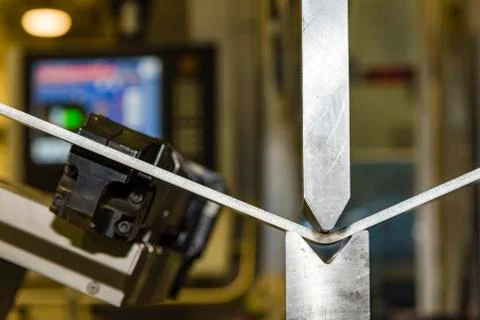 Hand robot working automatic cutting and bending metal Stock Photos