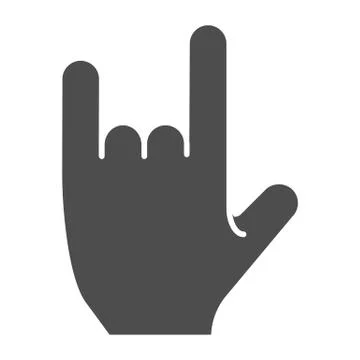 Hand in rock gesture solid icon. Rock and roll sign vector illustration isolated 스톡 일러스트