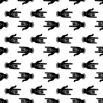 Hand rock sign pattern seamless vector イラスト素材