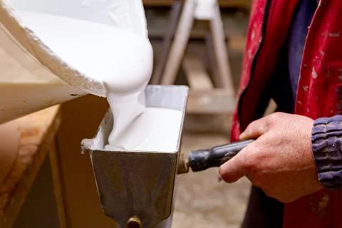 Hand roller, adhesive spreader for evenly application of glue Stock Photos
