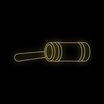 Hand roller applying adhesive neon glow outline Stock Illustration