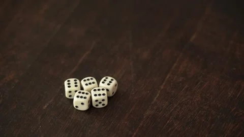 A hand rolling all sixes with 5 dice representing absolute luck 스톡 동영상 276851007