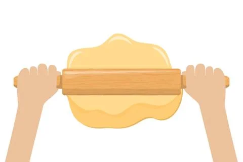 Hand rolling dough with a rolling pin Illustrazione stock