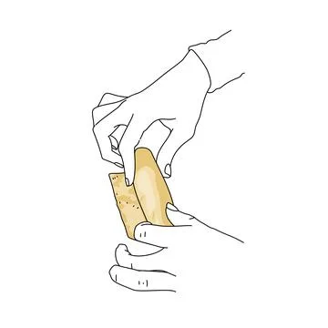A hand rolling a piece of bread tortilla skin.flat Bread dough 스톡 일러스트