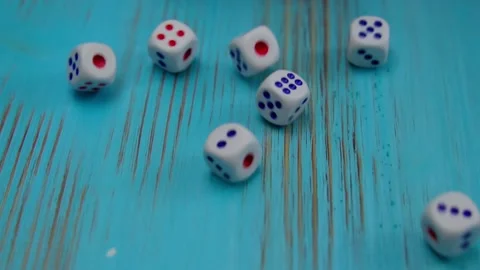 Hand rolls dice for the game. Gambling luck concept: best, risk, have luck, win Vidéo 214398227