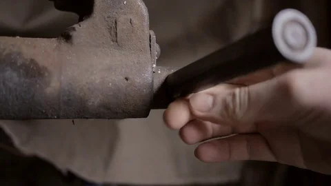The hand rotates the handle of holdfast. Close up Stock Footage 75350689
