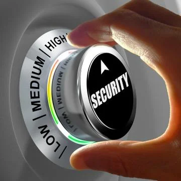 Hand rotating a button and selecting the level of security. Stock Illustration