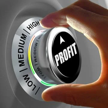 Hand rotating a button and selecting the level of profit. Stock Illustration