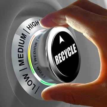 Hand rotating a button and selecting the level of recycling. Stock Illustration