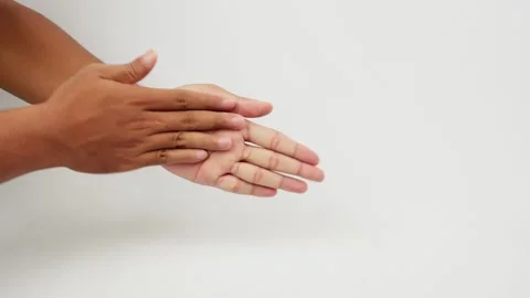 Hand Rubbing Gesture in Close Up Video stock 327852747