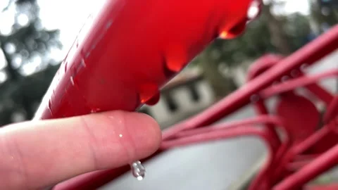 Hand rubs pile with drops Video stock 228724066